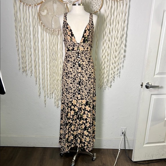 Free People Dewberry Criss Cross Back Button Down Maxi Dress M/L - Picture 2 of 10
